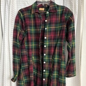 Tulip Women's Plaid Flannel Tunic Top with Pleats
